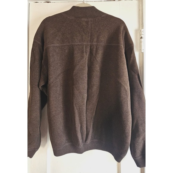 TOMMY BAHAMA relax men's 2XL heavy cotton 1/4 mock neck zip pullover brown - Picture 2 of 6